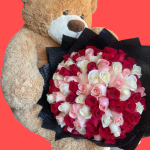Teddy Bear & Roses Bouquet