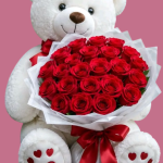 Teddy & Red Roses Bouquet