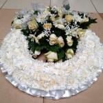 Lilies and mum funeral wreath